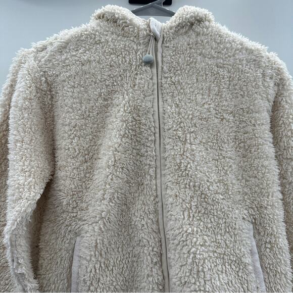 Athleta Girl So‎ Snug Cream Long Sleeve Sherpa Jacket w/ Thumbholes Size L Girls - Picture 3 of 11